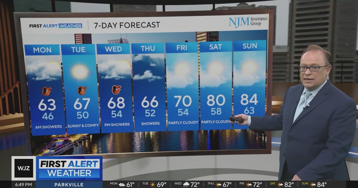 Rain chances to start the workweek in Maryland