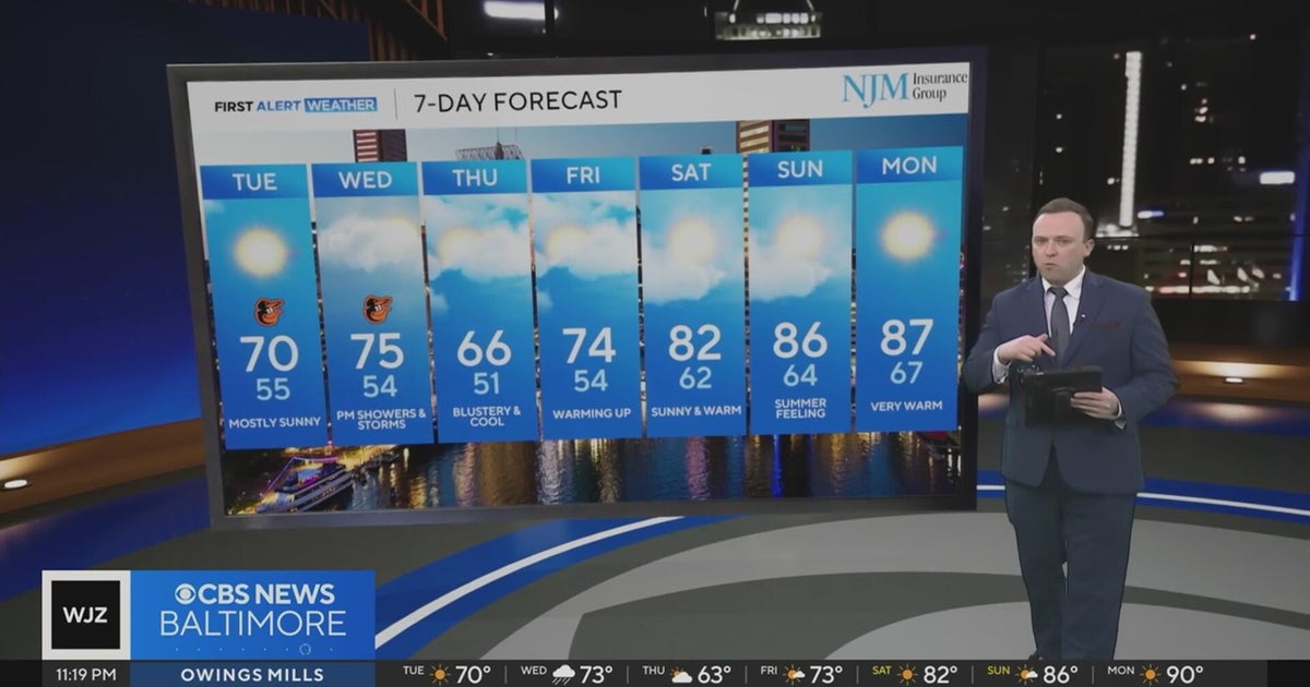 Cooler on Tuesday with mid-week rain in Maryland - CBS Baltimore
