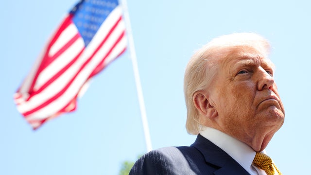 President Trump speaks to the press as he departs the White House on May 12 in Washington, D.C. 