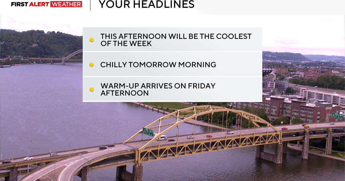 Thursday afternoon in Pittsburgh will have the coolest temperatures over the next week