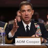 Navy Adm. Brad Cooper, commander of U.S. Central Command, testifies at a Senate Armed Services Committee hearing on Capitol Hill in Washington, D.C., on May 14, 2026. 