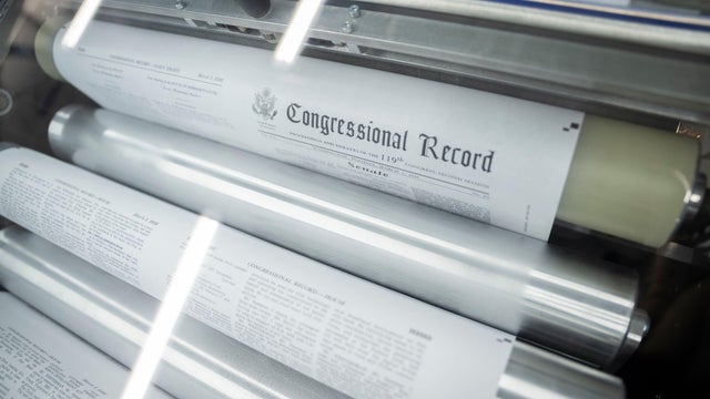 Copies of the Congressional Record being printed by the Government Publishing Office. 