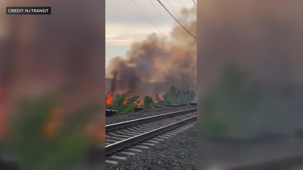 Flames along rail tracks