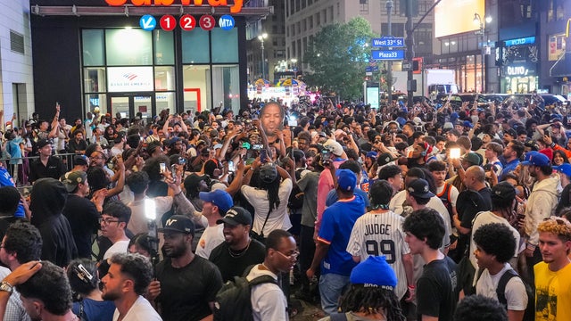 The New York Knicks fans attend a watch party for Game 1 of the Eastern Conference Finals against the Cleveland Cavaliers on May 19, 2026, New York, U.S. 
