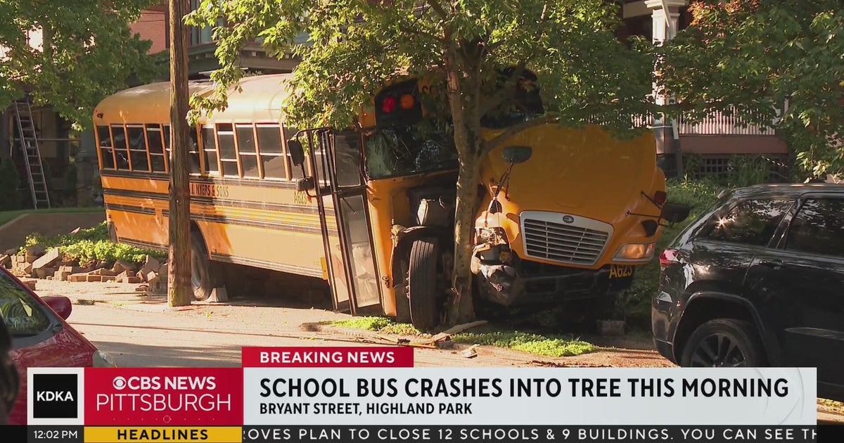 School bus crashes into tree in Highland Park - CBS Pittsburgh