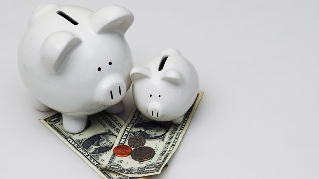 Big and Little Piggy Banks American Currency 