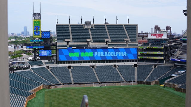 World Cup signage is seen at an empty Lincoln Financial Field in Philadelphia 