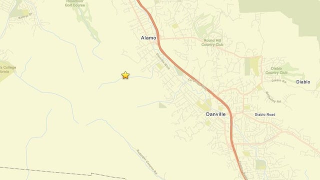 A map showing an earthquake struck near Alamo 