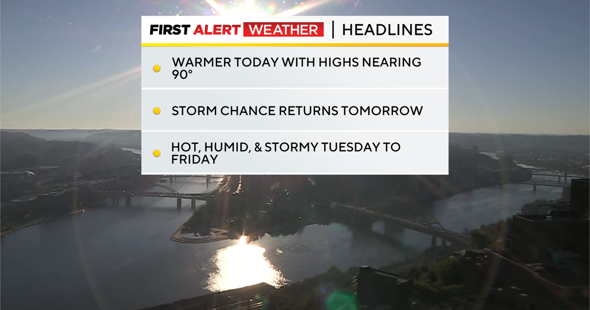The week begins in Pittsburgh with hot and humid weather with storms looming