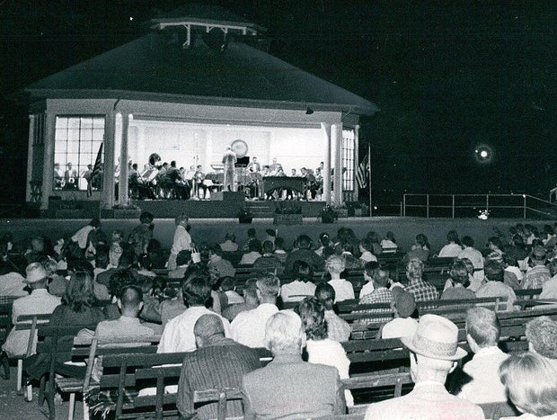 JUL 8 1960, JUL 11 1960, JUL 13 1960; Crowd Listens To The Denver Municipal Band At One Of Its Regul