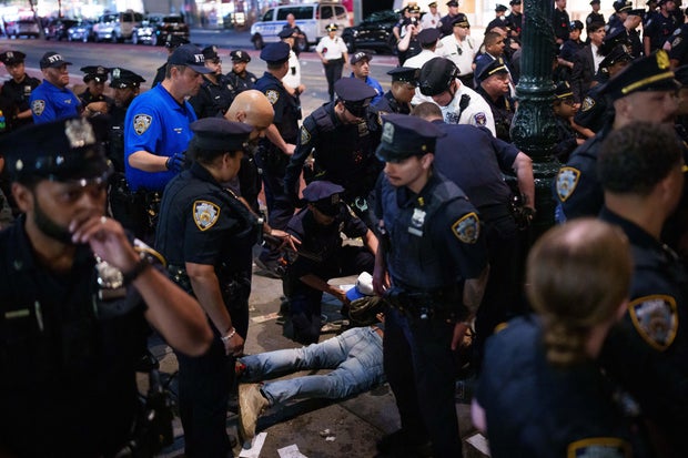 New York Knicks Fans Gather To Watch Game Three Of The NBA Finals Against San Antonio Spurs 