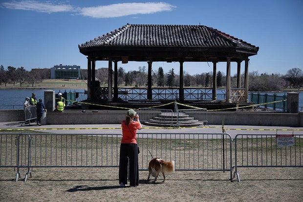 The bandstand at City Park burned down