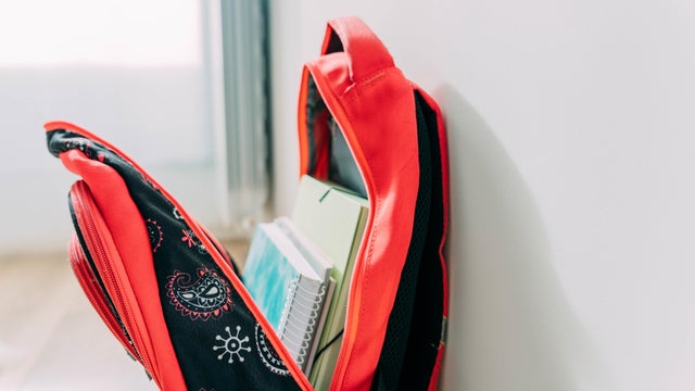 Open school backpack. 