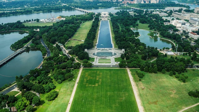 Authorities responded to what appeared to be a large tracing of the term 8647 into the grounds of the National Mall in Washington 