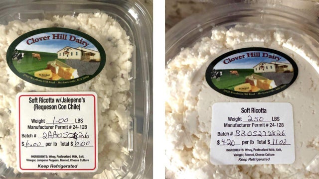 Clover Hill Dairy Ricotta Recall 