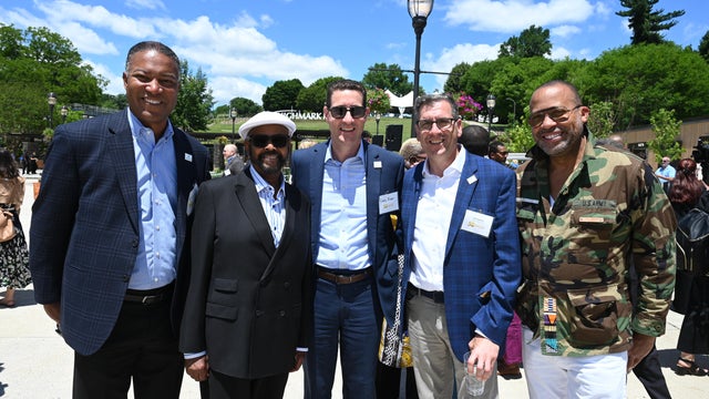 People celebrate the opening of the new Mann Center campus 