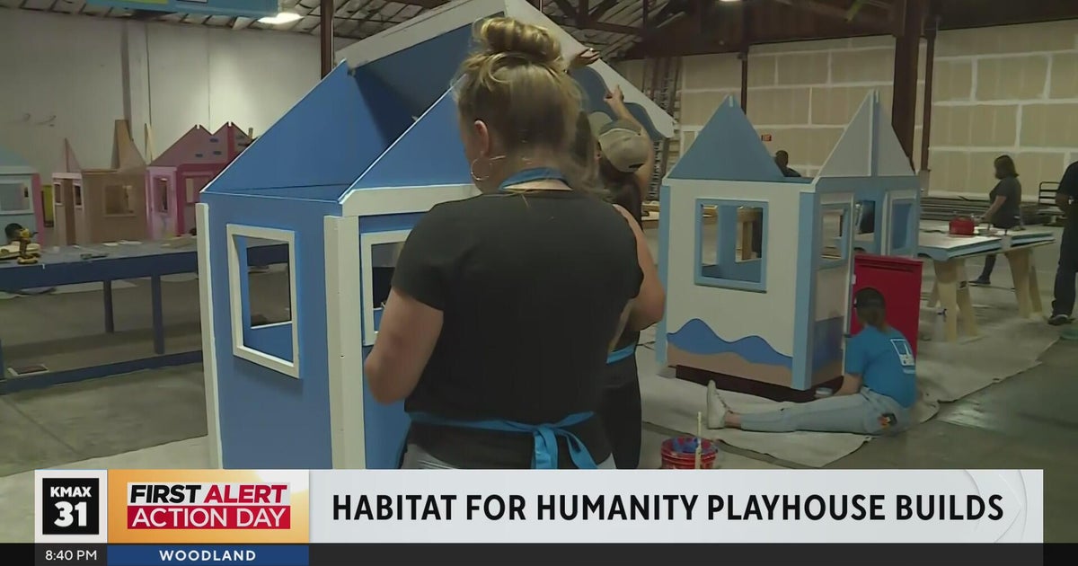 Habitat for Humanity volunteers build playhouses for kids in need