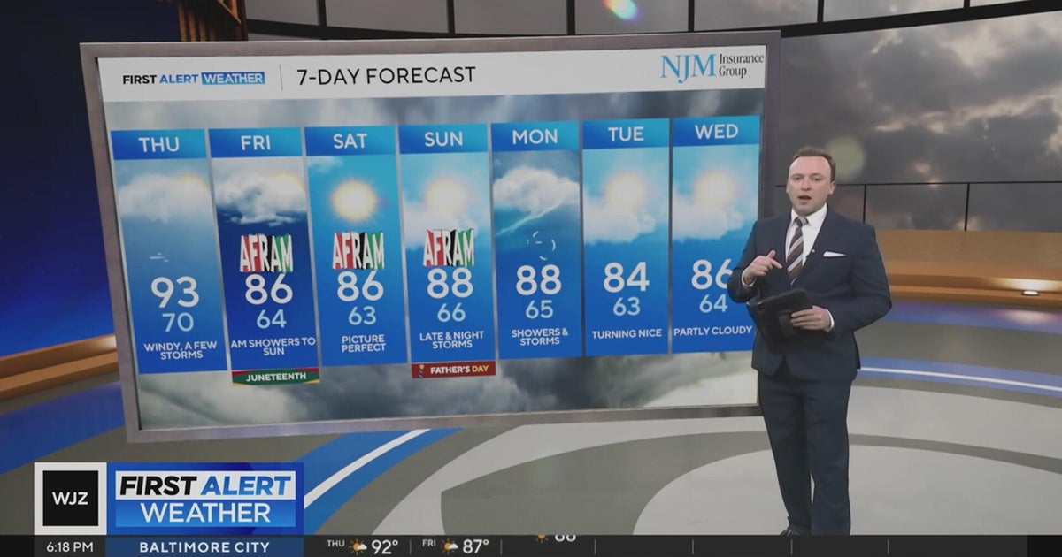 Few storms in Maryland on Thursday, mostly dry weekend