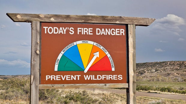 high fire danger roadside sign in Colorado
