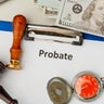 Probate text written on a diary . Testament and last will. 