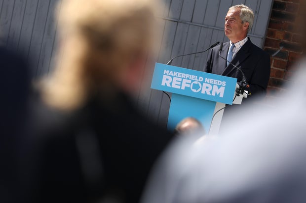 Nigel Farage And Rob Kenyon Hold Press Conference On Makerfield By-election 