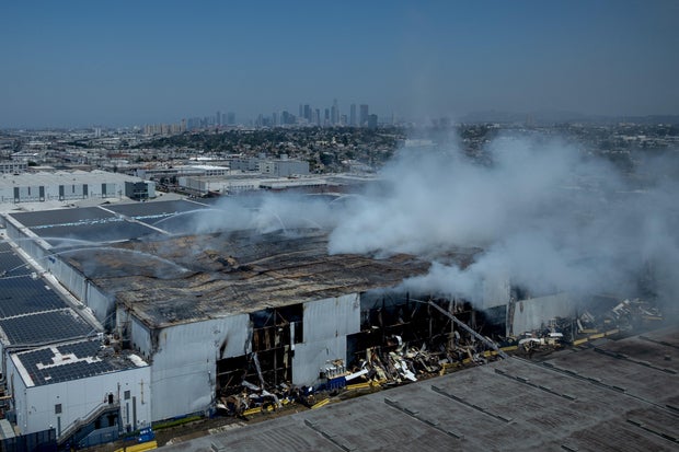 Firefighters Continue to Battle Warehouse Blaze in Boyle Heights