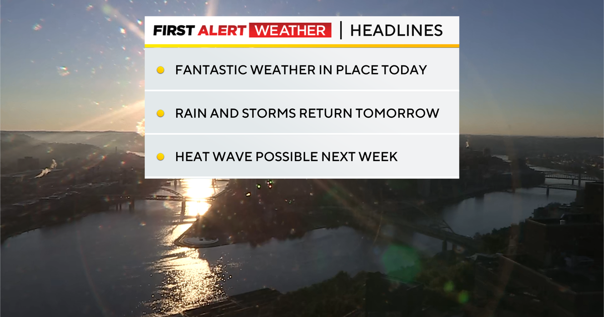 Wednesday will be dry and pleasant in Pittsburgh ahead of possible rain and storms