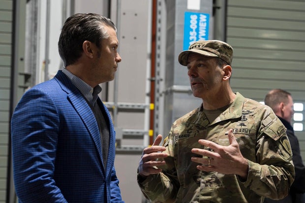 Gen. Chris Donahue with Defense Secretary Pete Hegseth