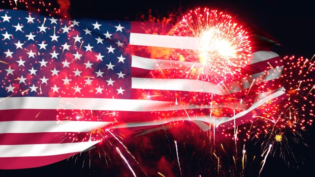 The US Flag Waving at the July 4th Celebration 
