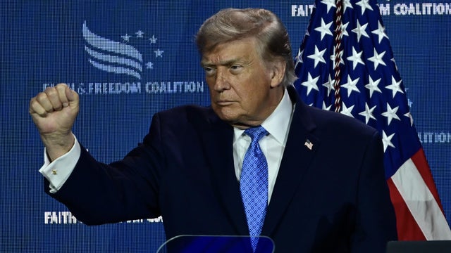 President of the United States Donald J. Trump is seen on stage at the Faith and Freedom Coalition's Road to Majority Conference 2026 at the Washington Hilton Hotel in Washington, DC, United States on June 26, 2026. 