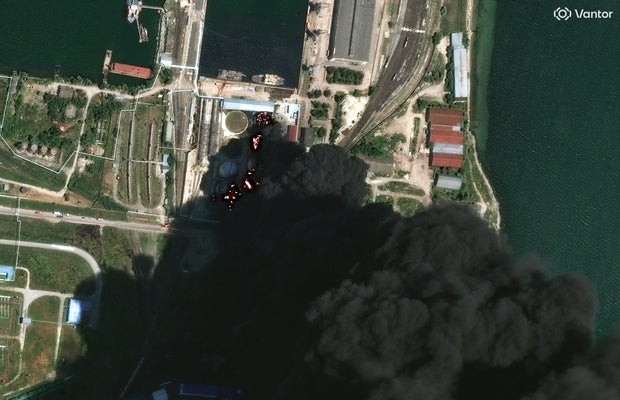 Burning Storage Tanks And Heavy Smoke In Kerch - June 20, 2026 