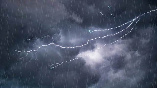 Lightning and heavy rain clouds during the rainy and thunderstorm season 