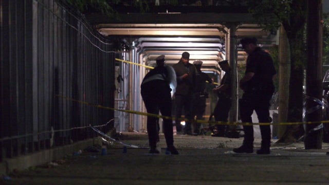 Police investigating at a crime scene 