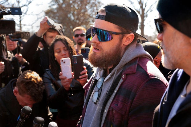 Proud Boys Members Speak To The Media Outside US Capitol Building