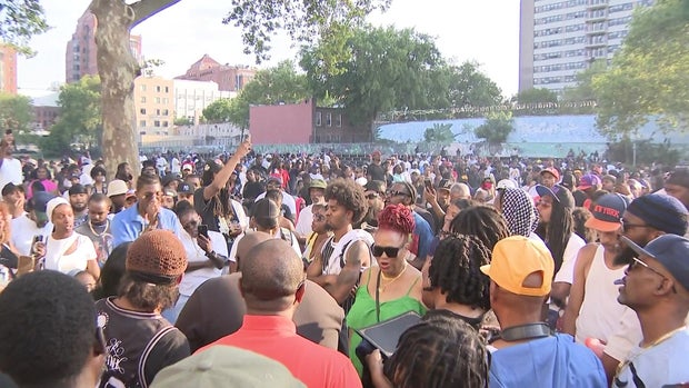 Hundreds of people gathered in Wingate Park