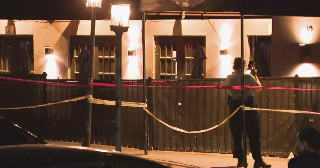 Crime scene tape outside Denver nightclub shooting location