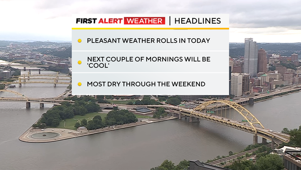 Pleasant weather returns on Wednesday in Pittsburgh after Tuesday's storms