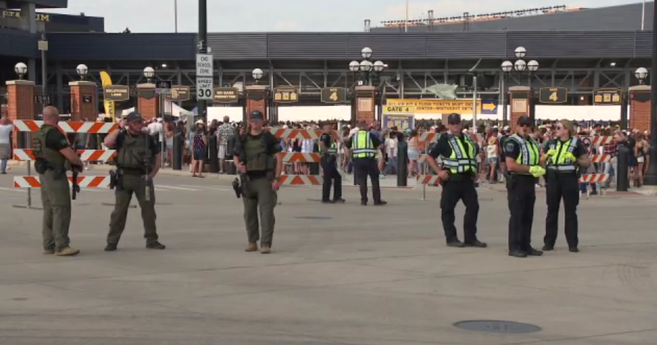 Safety crews work to protect crowd at University of Michigan's Big House for Morgan Wallen concert