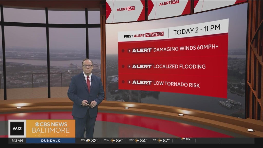 Maryland Braces for Potential Severe Storms Tuesday, Low Tornado Risk