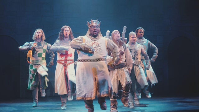 James Monroe Iglehart as King Arthur and the cast of "Spamalot" 