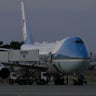 Air Force One parked on the tarmac in Ankara, Turkey, before Trump's departure 