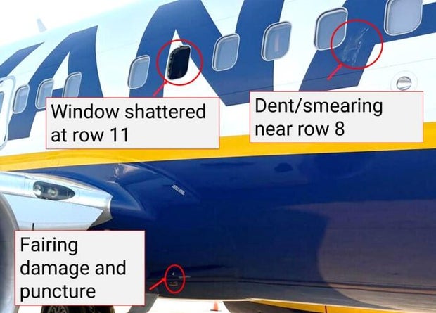 Evidence of bird strike found after passenger nearly sucked out of Ryanair flight's broken window, NTSB says 