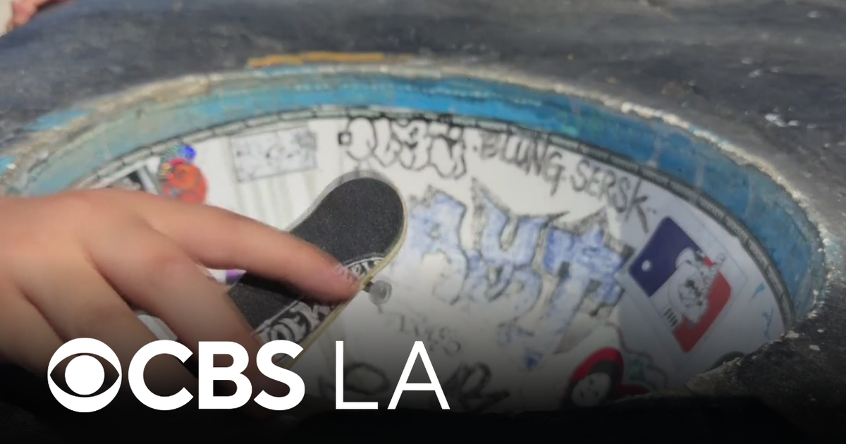 Skating enthusiasts gather at fingerboard skatepark along LA River in Atwater Village
