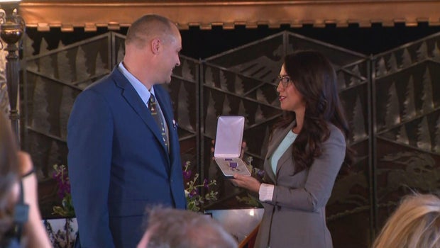 Colorado Congresswoman Lauren Boebert presents Purple Heart to Army veteran Joel O'Connor