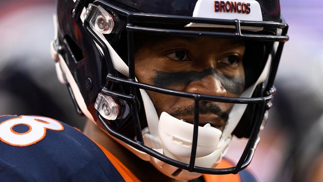 Demaryius Thomas of the Denver Broncos is seen before a game against the Kansas City Chiefs at Broncos Stadium at Mile High in Denver, Colorado, on Oct. 1, 2018. 