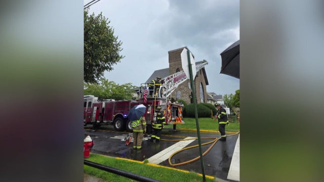 Firefighters outside church 