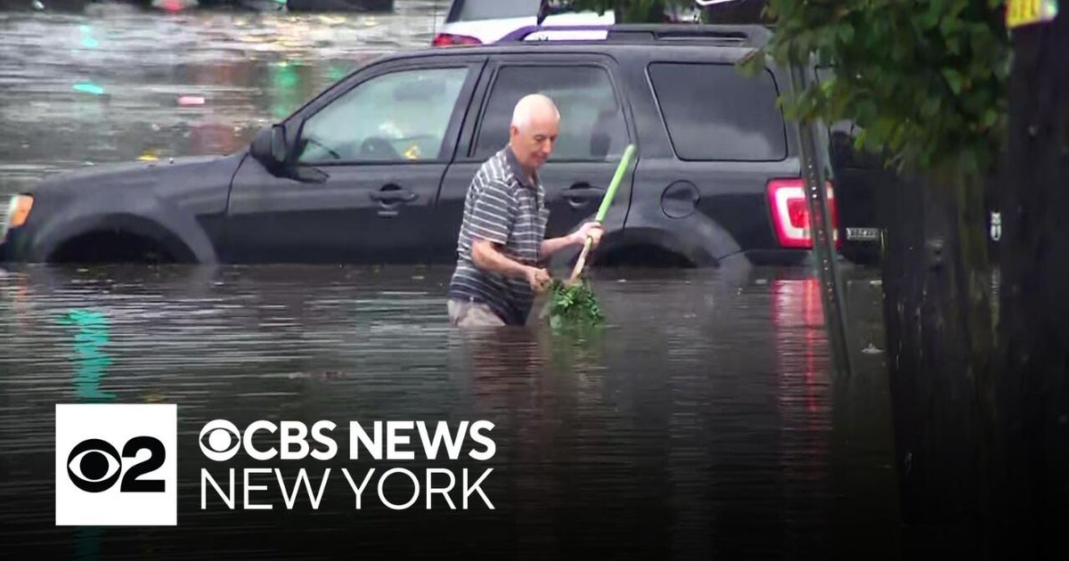 Storm floods streets in Elizabeth, New Jersey