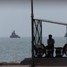 Vessels in the Strait of Hormuz are visible near the beach of Bandar Abbas 