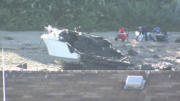 Fire-damaged boat 