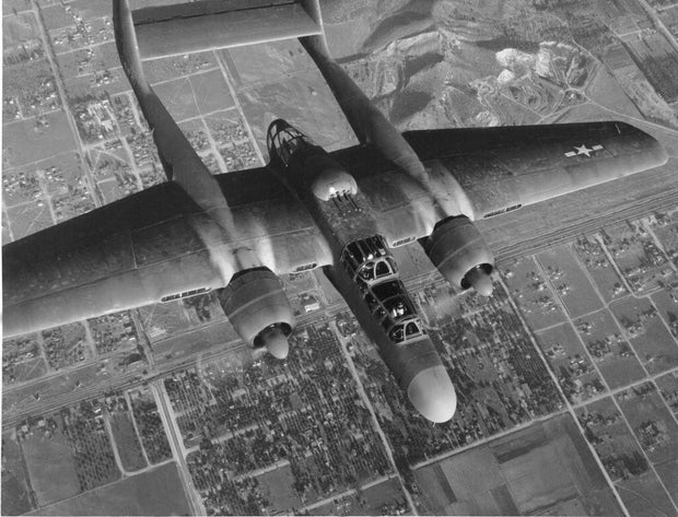 Northrop P-61 Black Widow In Flight Shot From Above 